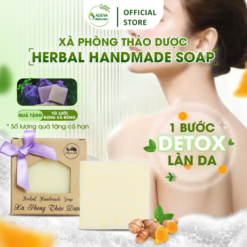Xà Bông Thảo Dược ADEVA NONI Làm theo phương pháp nguội, Giúp Loại Bỏ Bụi Bẩn Và Tế Bào Chết Trên Da, Giảm Nhờn, Chống Viêm 100g Handmade Dưỡng Body Dưỡng Da Body 5