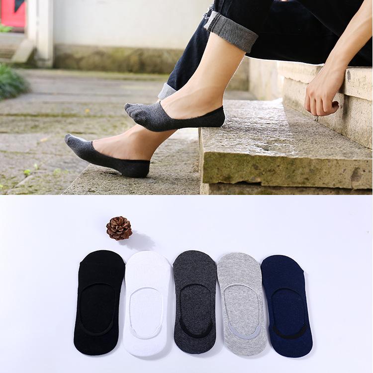 Tất vớ lười nam nữ chất liệu cotton mềm mại, thoáng mát, có đệm cao su chống tuột Menswear Thun Màu Đen Navy