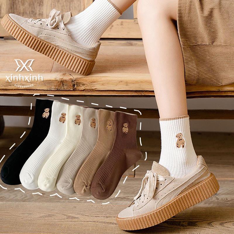  Tất Gấu Cao Cổ Sợi Dệt Dễ Thương 