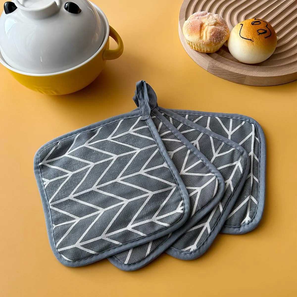 Plaid Pattern Oven Mitts, 4 Counts Heat Resistant Oven Gloves, Non-slip Oven Mitts, Kitchen Accessories for Baking & Cooking, Baking Utensils