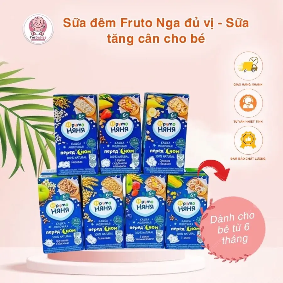 (Thùng 18 hộp) Sữa Đêm Fruto hàng Nội Địa Nga đủ vị 200ml