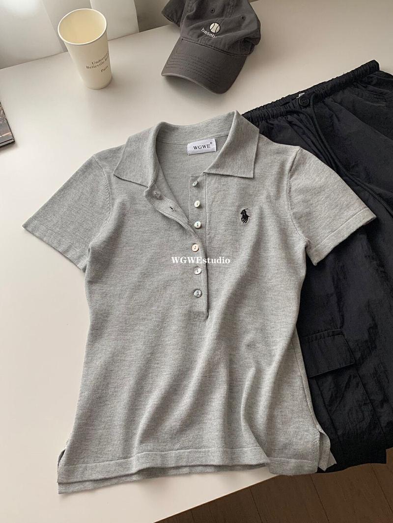 Product Introduction of Áo Polo Thêu Phong Cách Hồng Kông, Màu Trơn Dáng Ôm, Áo Thun ngắn Tay Dành Cho Nữ, Hàng Mới Về Mùa Thu 2025 6
