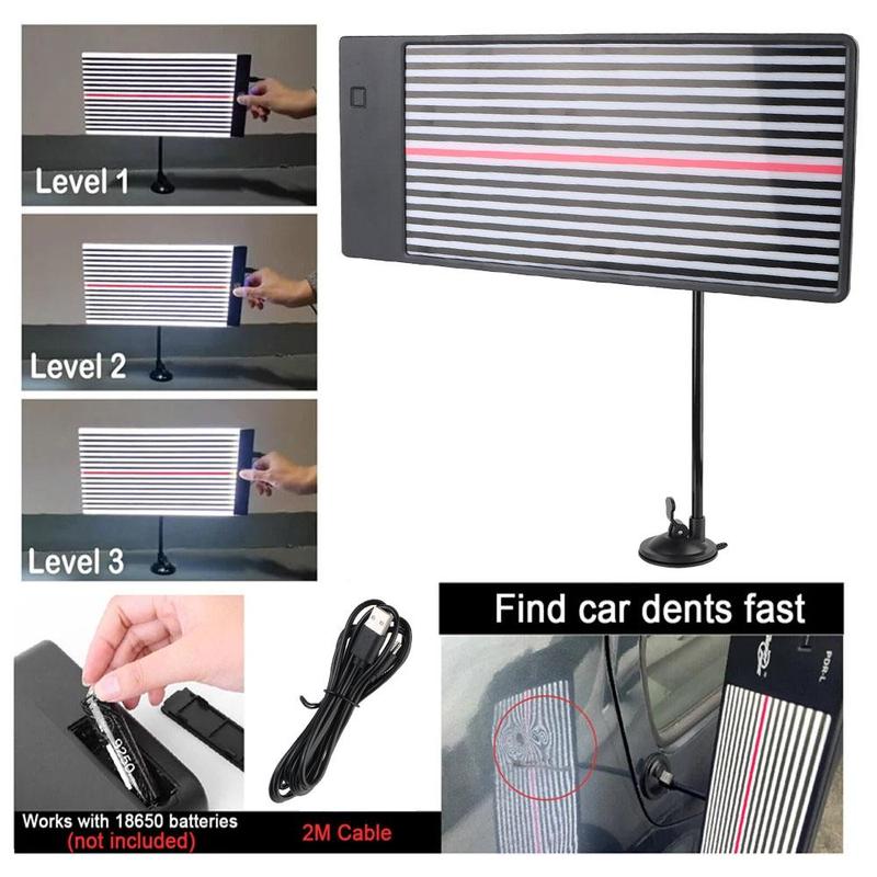 Car Dent Removal Wire Board, 1 Set LED Reflector Lamp Kit, Checking Line Board Reflector Set, Paintless PDR Car Dent Repair Tool 2