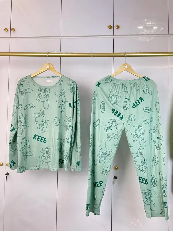 Paket 2 PCS Setelan Piyama Wanita lengan Panjang Jumbo 2