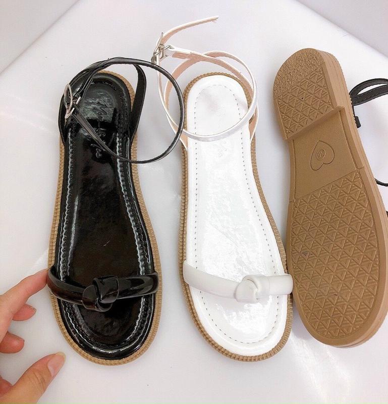 Sandal quai ngang nút đế thấp DéP Nữ GiàY Shoes Quai Hậu