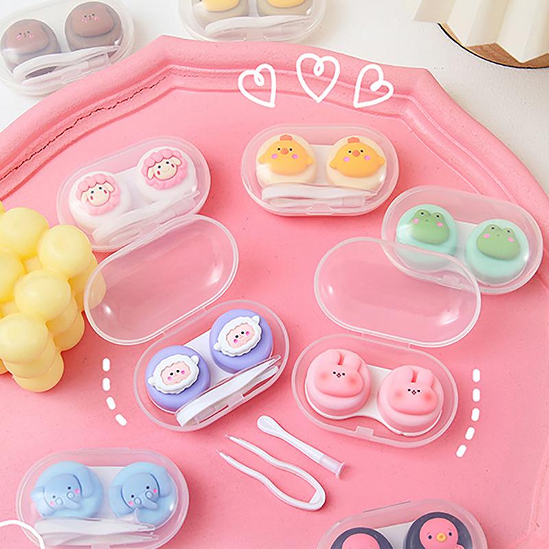 Product Introduction of Cartoon Animal Contact Lens Case Companion Box Cute Student Myopia Mini Contact Eye Portable Compact Storage Box Care Box 16