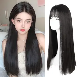 Full Wig Korean Wig Rambut 70 cm Rambut Palsu Wanita Model Lurus Fuul Rambut Rambut Palsu Wanita wig rambut panjang