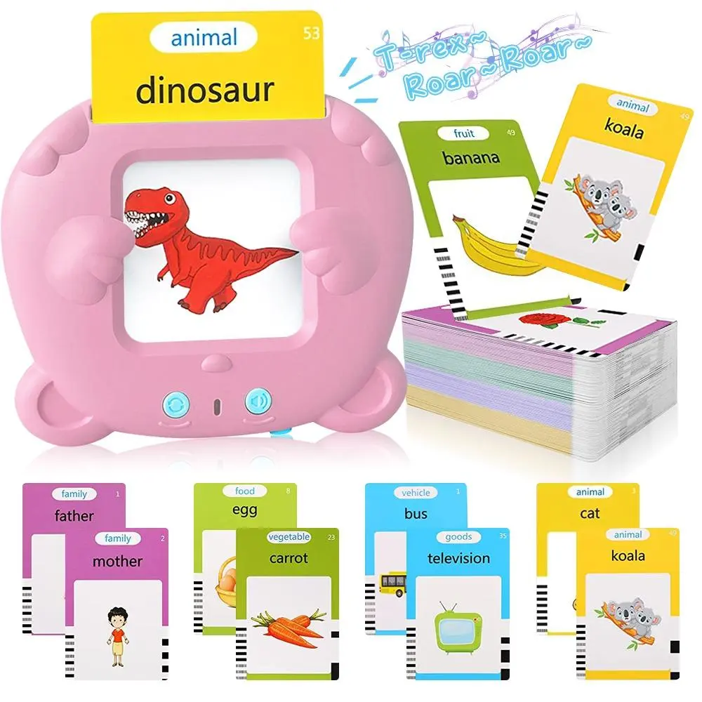 Toys for Mummy Fun Time, 1 Set Talking Flash Card, Cartoon English Flash Card, Montessori Toys, Sight Words Language Learning Machine Sensory Toys