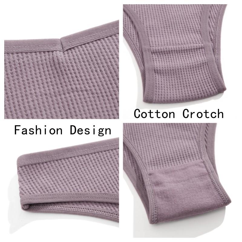 Pure Cotton Brazilian Panties for Women Waffle Style Underwear Breathable and comfortable Lady Solid Party Flash Everyday Day Birthday Anniversary Spandex 2