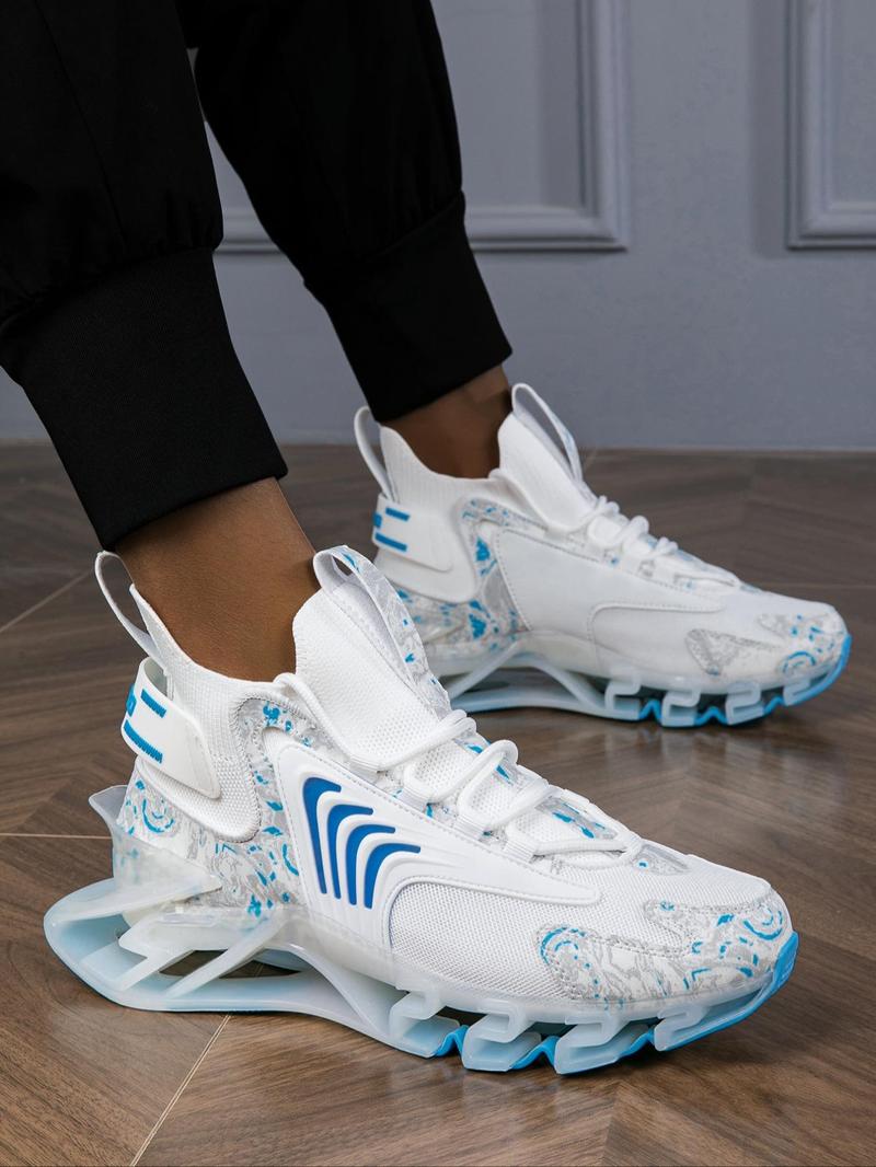 Product Introduction of Men's Patchwork Lace Up Running Shoes, Casual Breathable Comfortable Sports Shoes, Male All-match Round Toe Sneakers for Daily Wear 1