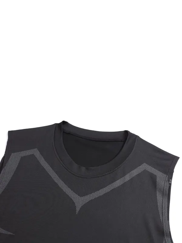 Men's Geometric Print Sports Vest, Breathable Quick Drying Compression Tank Top, Round Neck Sleeveless Top for Basketball Cycling Running 4