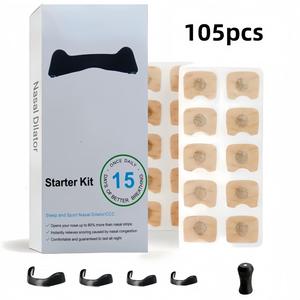 Nose Strips for Better Breathing, 100pcs Nose Strips & 4 Counts Nose Expanders & 1 Count Nasal Congestion, Nose Magnet Breathing Sleep Aid Kit for Men & Women Black, Nasal Dilator For Better Breathing, Nasal Relief