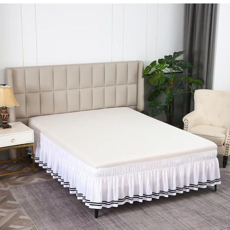 Product Introduction of Solid Color Bed Skirt, 1 Count Adjustable Elastic Bed Skirt, Soft Comfortable Bedding for Bedroom, Hotel Bedding Decoration 0