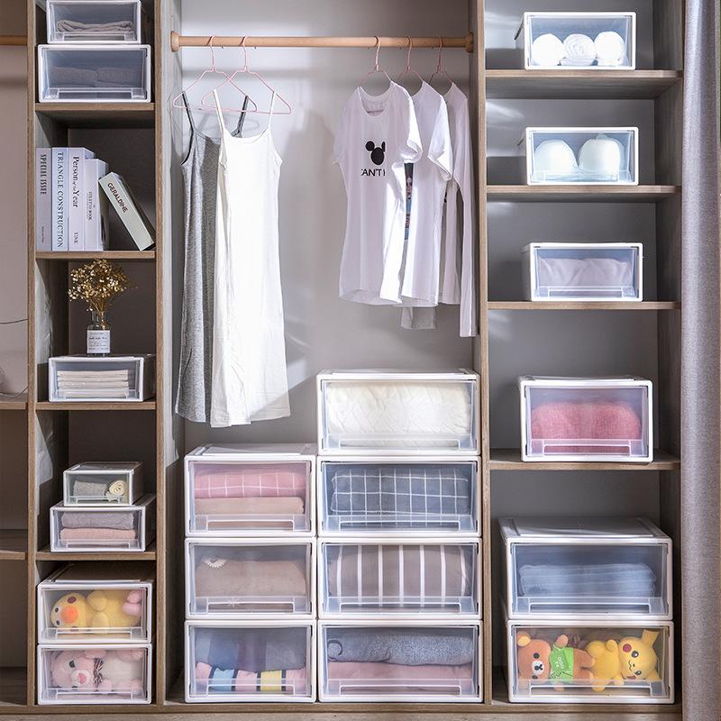 Thickened Drawer Style Wardrobe Storage Box Plastic Storage Cabinet Clothes Storage Box Toy Underwear Storage Box Shoe Box Kitchen Organiser Bath Lightweight 2