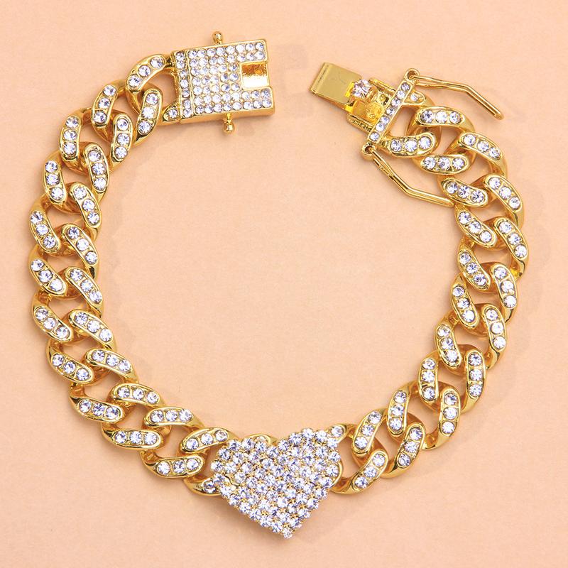 Cross-Border Diamond Heart-Shaped Cuban Anklet Fashion Trend New Anklet European Hip Hop Ornament Anklet 6