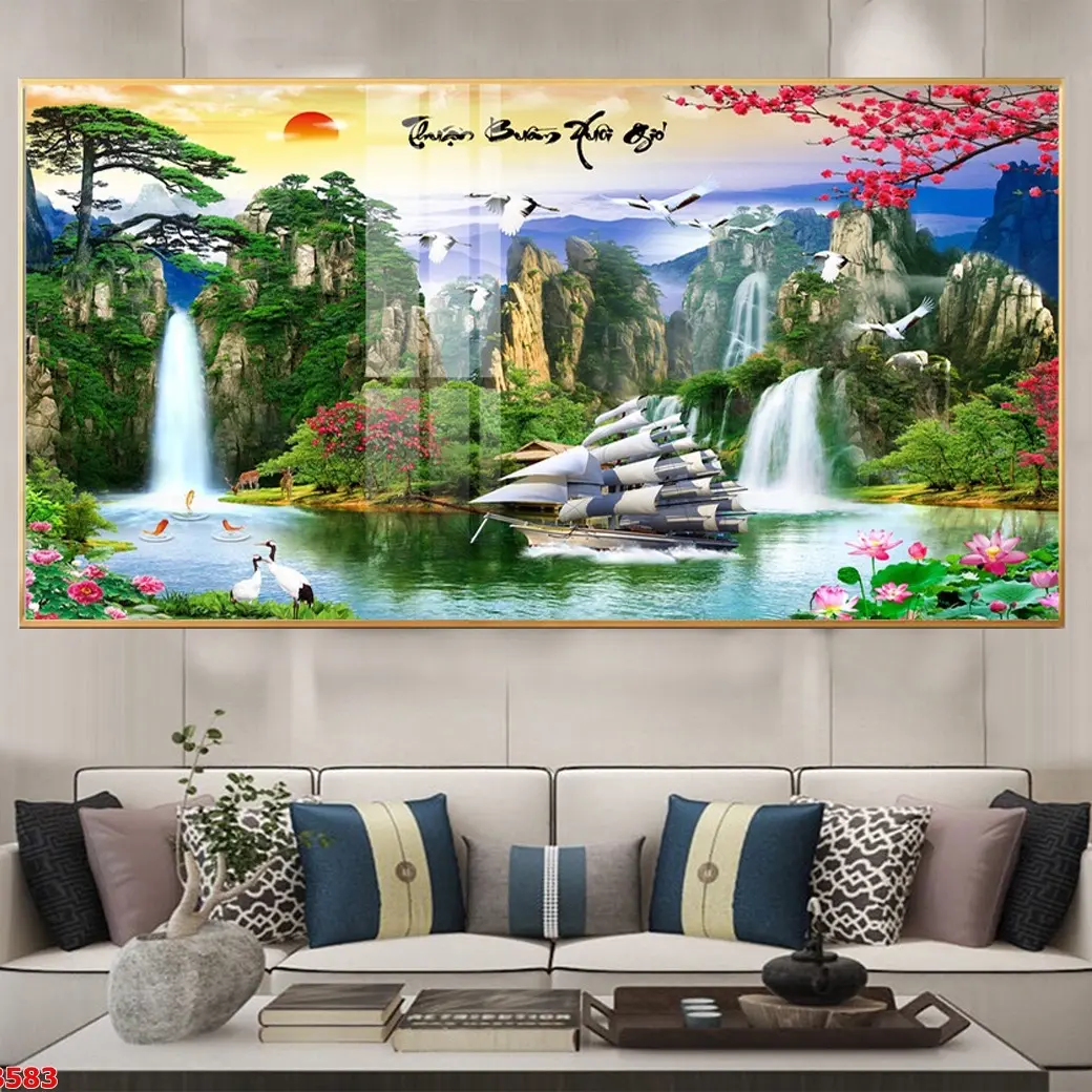 Tranh đơn Thuận Buồm Xuôi Gió  in UV bề mặt Mika sáng bóng - Tranh tráng gương Thuận Buồm Xuôi Gió 2 decor treo tường, treo phòng khách, trang trí nhà cửa