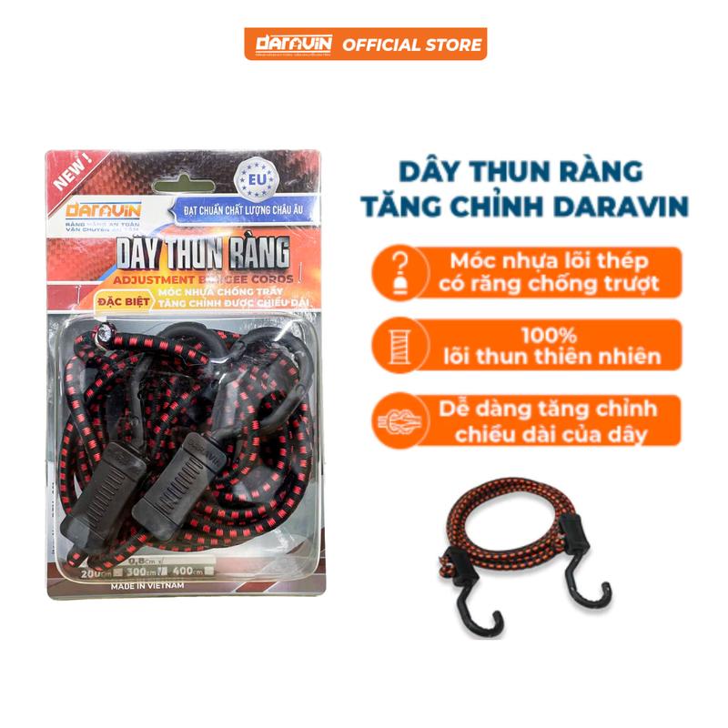 Dây Thun Ràng Tăng Chỉnh DARAVIN Móc Nhựa Lõi Thép Phiên Bản Mới Chịu Tải Lớn