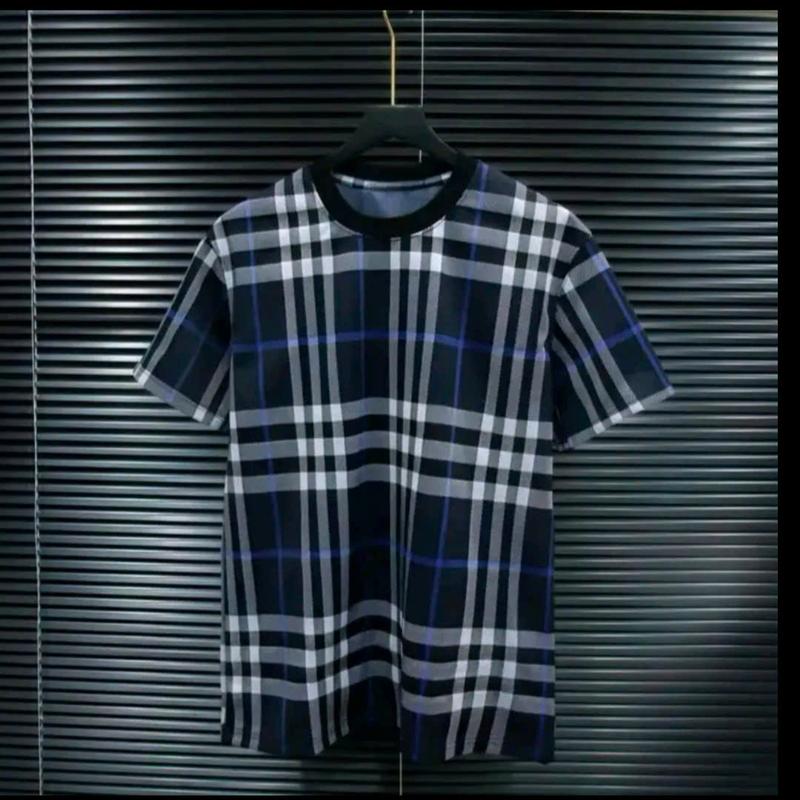 Áo phông nam nữ Cotton BBR dệt hoạ tiết kẻ sọc caro toàn thân Hot hit 2024 3