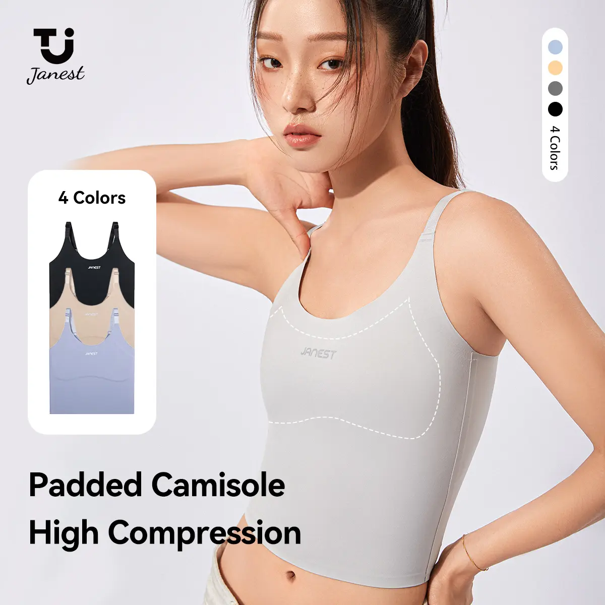 Janest Womenswear Lady Padded Seamless Camisole Sports Bra Comfortable Crop Top Fit Outdoor