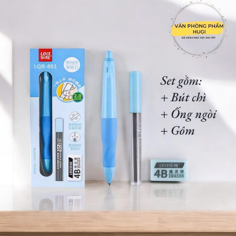 Set Bút Chì Bấm Cá Heo LEX – Ngòi 2mm, Định Vị Tay Cầm Thông Minh, Tặng Kèm Ngòi + Tẩy
