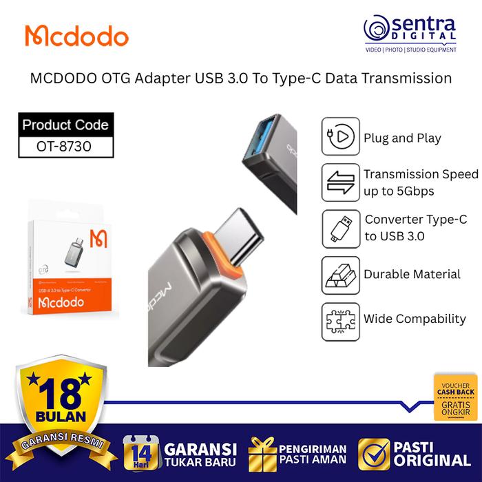 Gambar MCDODO OTG OT-8730 USB A to USB C Converter | High-Speed Sync & Charge for Smartphones dari Sentra Digital Kota Surabaya Tokopedia