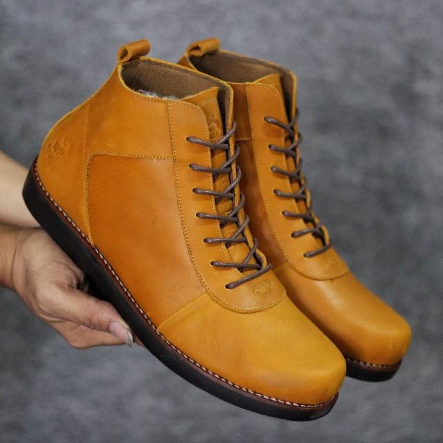 COD[BAYAR DI TEMPAT] Sepatu Pria Murah Semi Boots 100% Kulit Sapi Asli Kerja Kantor Gaya Kasual