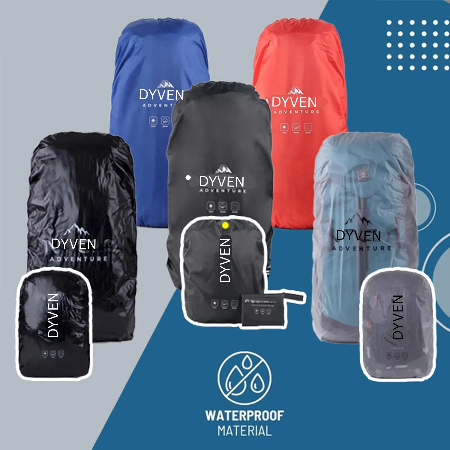 Rain Cover Bag Waterproof 20-80 Liter untuk Ransel dan Tas Gunung Outdoor