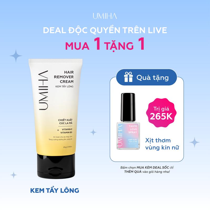 ĐỘC QUYỀN LIVESTREAM Kem tẩy lông UMIHA Body & Bikini chiết xuất cúc la mã 65g | An toàn da nhạy cảm | Tặng bộ Que Khăn