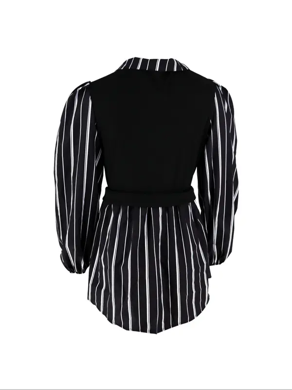 Women's Colorblock 2 In 1 Long Sleeve Button Collared Blouse, Casual Bishop Sleeve Collar Top for Spring & Fall, Women's Clothes for Daily Wear 3