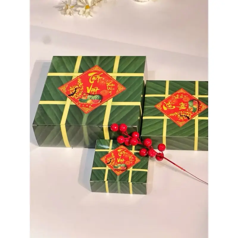 [ Sỉ phụ kiện ] Mô hình bánh Chưng, bánh Tét, Dưa Hấu bằng hộp giấy gấp - trang trí Tết 6