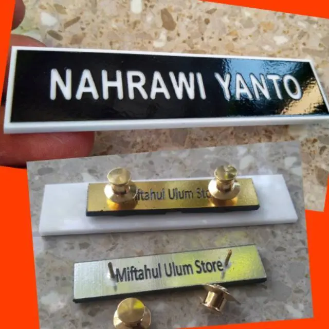 Name Tag Papan Nama Paku Cop Manset