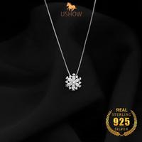Gambar USHOW 925 Perak Penuh Berlian Snowflake Kalung Liontin - 925 perak dari USHOW Kab. Gresik 1 Tokopedia