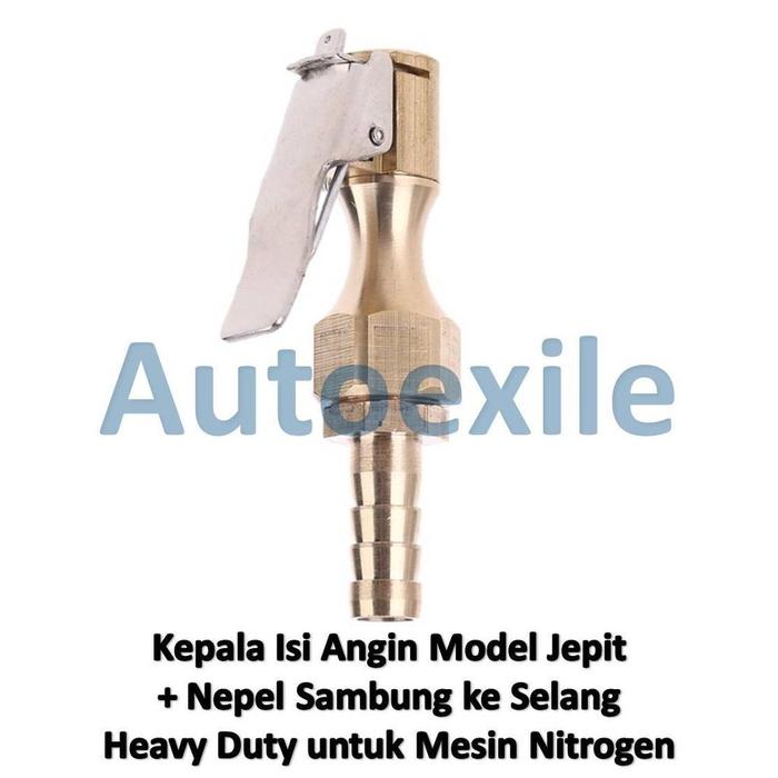 Gambar Kepala Isi Angin Nitrogen Model Jepit Heavy Duty dan Nepel Sambung Selang Air Chuck Clip On Kepala Pompa Ban Sepeda Motor Mobil - Kuningan dari Autoexile Kota Medan 4 Tokopedia