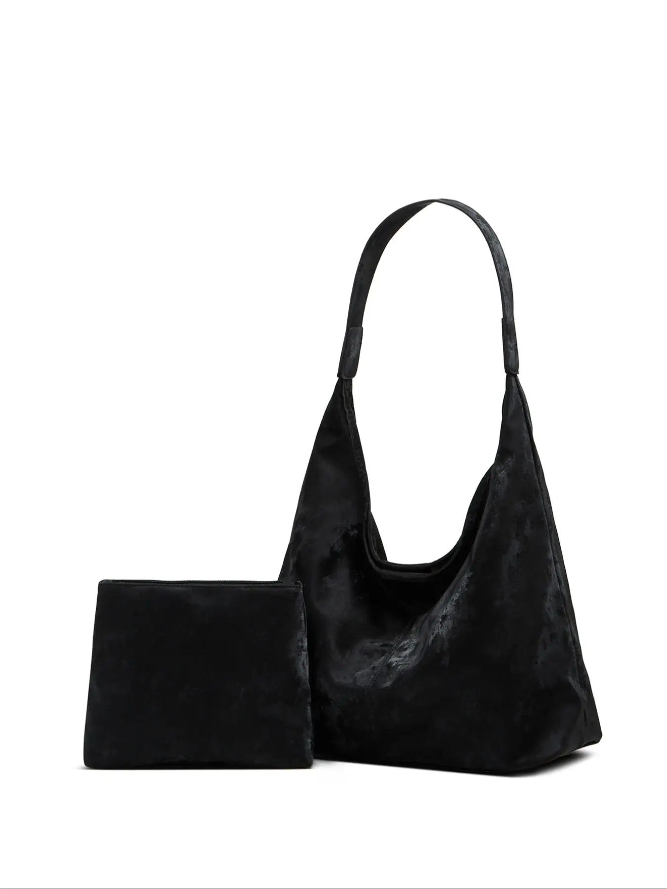Women's Solid Color Shoulder Bag & Makeup Bag Set, Fashionable Large Capacity Handbag & Cosmetic Bag, Casual Trendy Versatile High-quality Daily Commuting Bag Set