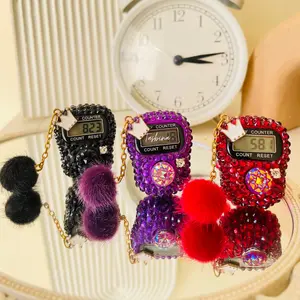 Tasbih Digital Cantik Hias Manik POMPOM inisial Nama non LED Motif Muslim Oleh-oleh haji Umroh kado orang tersayang Mini