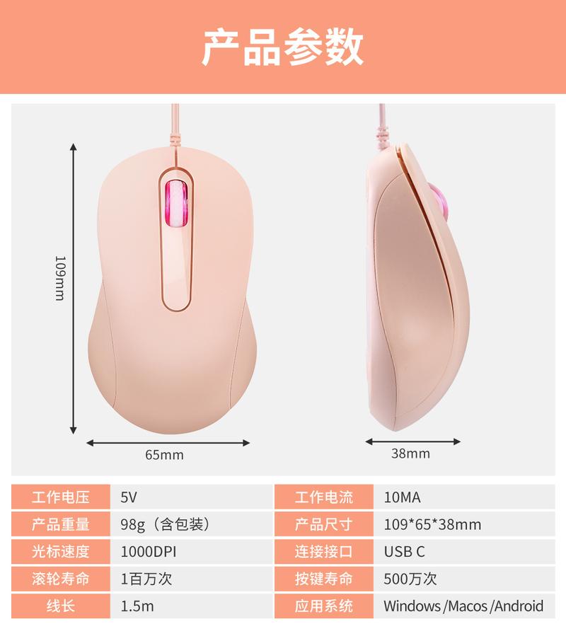 Product Introduction of In Stock Type-C Interface Silent Wired Mouse Compatible with Thunderbolt for Girls Laptop Tablet Phone 10