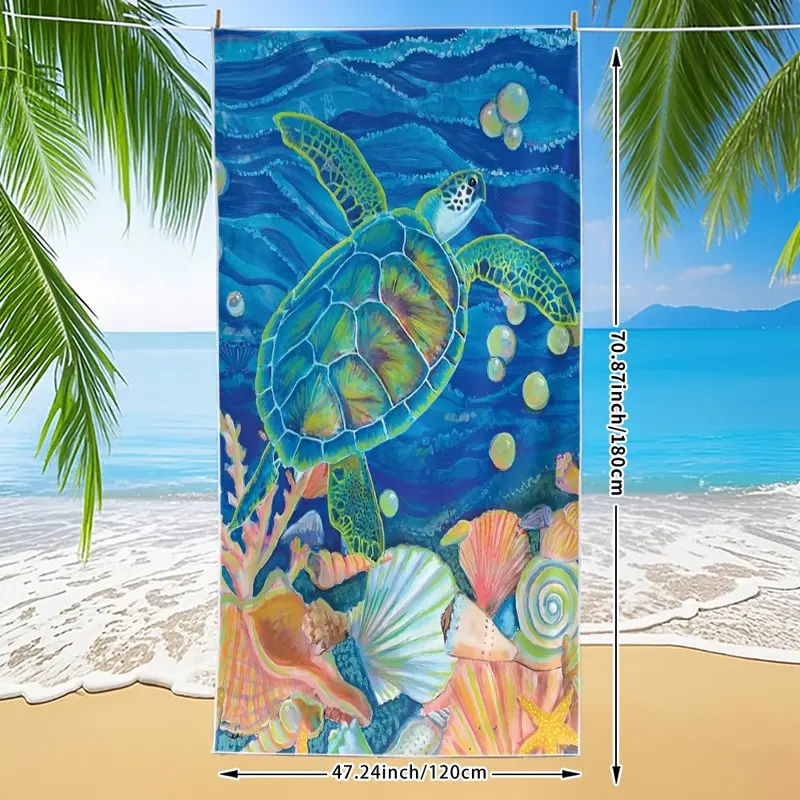 Sea Life Pattern Beach Towel, Soft Quick Drying Towel, Multipurpose Travel Towel for Swimming, Yoga, Surfing, Camping 3