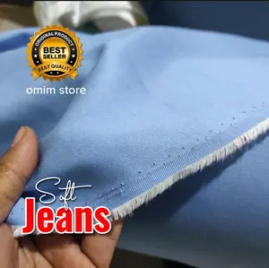 OS Kain Soft Jeans Light Blue 5 oz Grade A eceran per 1.25 meter buat Celana Kulot, Dress, Gamis, Kemeja, Tunik, Rompi, Blazer, Kemeja dsb