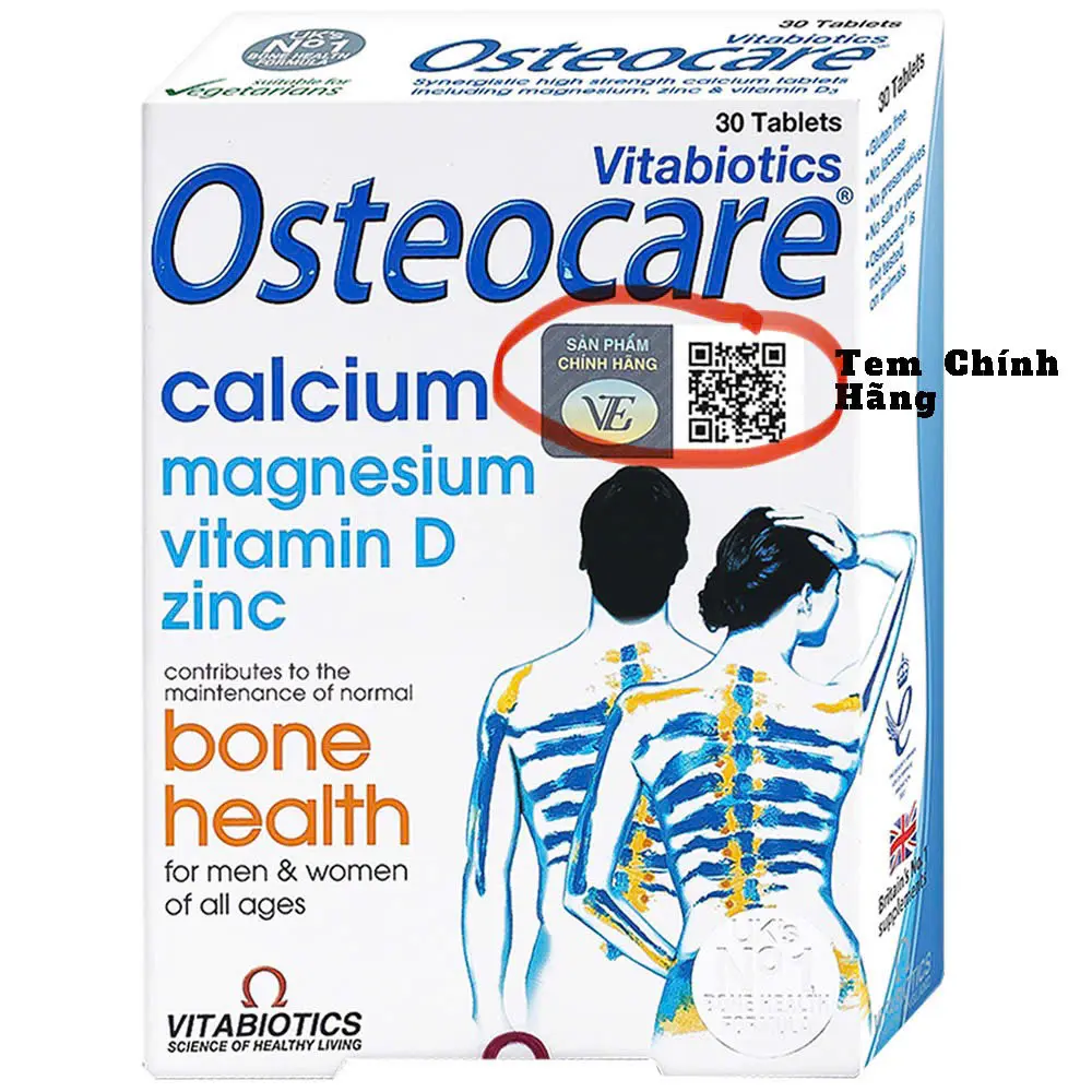 Chính Hãng | Canxi Osteocare Vitabiotics Hộp 30 Viên. Giúp xương chắc khoẻ, ngừa loãng xương ở người lớn, phát triển chiều cao cho trẻ