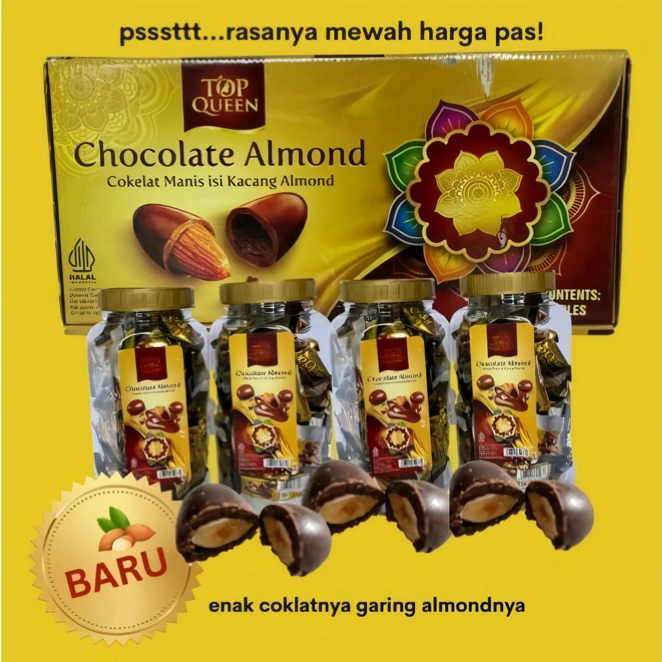Cokelat Kacang Almond Bonibol Top Queen 1 Kotak (4 Toples) Chocolate Toples Food