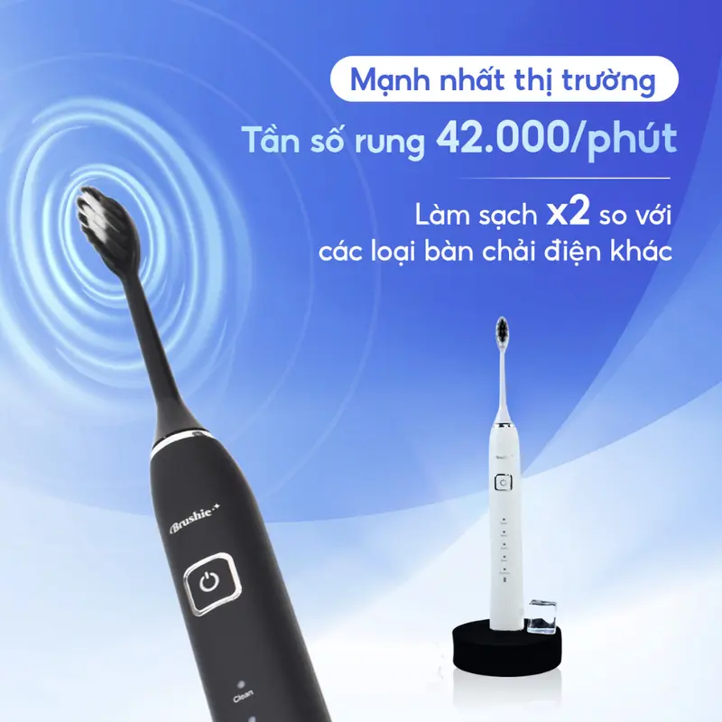 Combo Bàn chải điện Brushie và set 3 đầu bàn chải thay thế - Combo siêu tiết kiệm chải sạch mảng bám 4