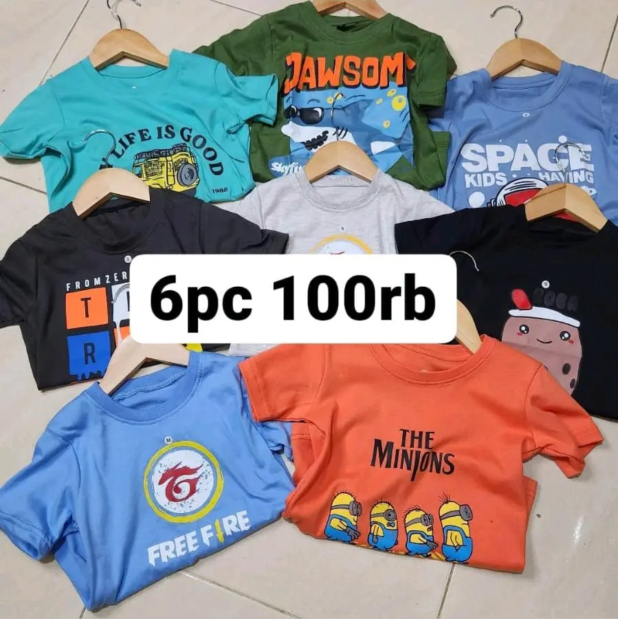 Baju Anak Cowok 6pcs 100rb bahan adem