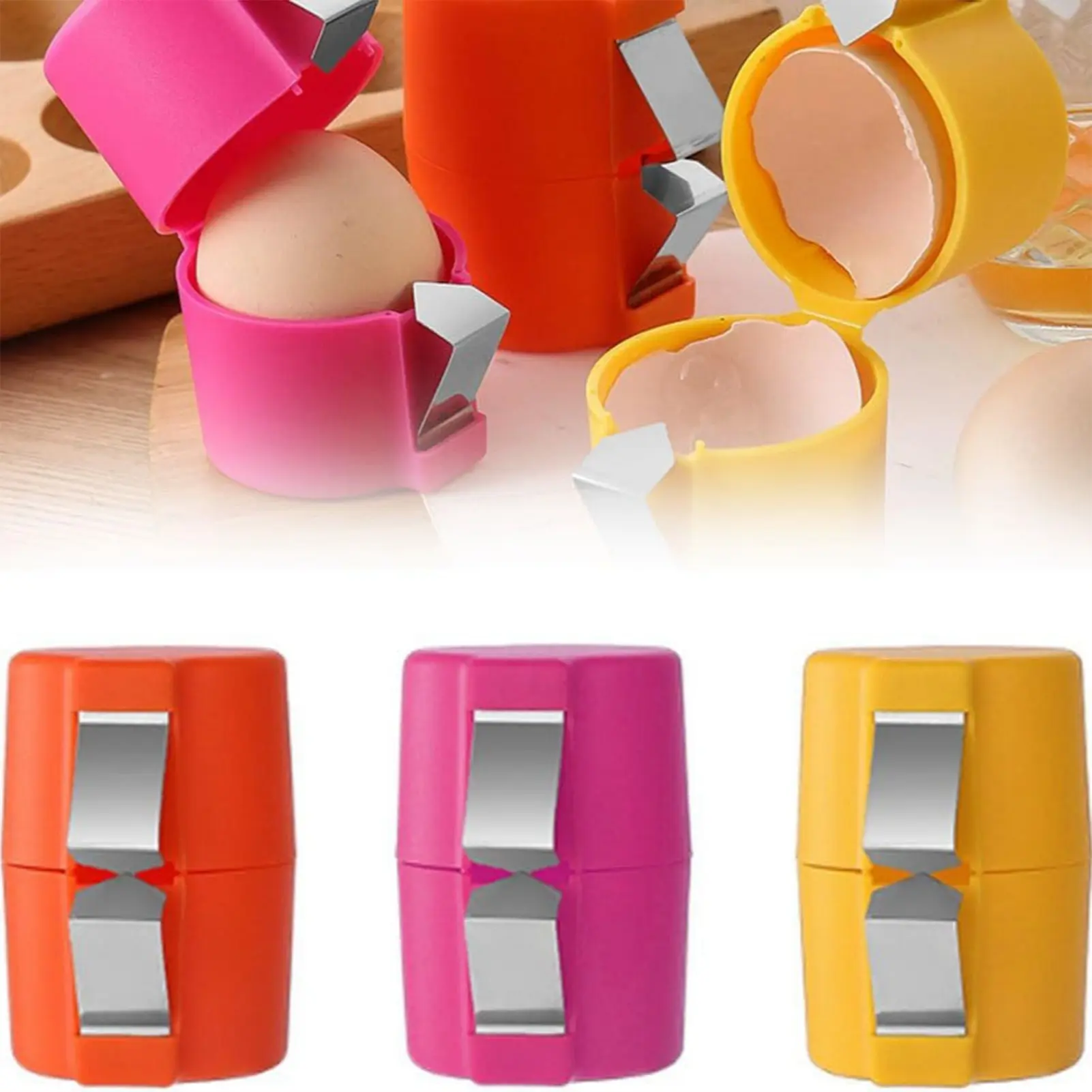 New Egg Shell Opener Egg Cracker Stainless Steel Eggshell Breaker Egg Shell Cutter for Raw Eggs Hard Boiled Egg Peeler Egg Cube Egg Separator Handheld Tool