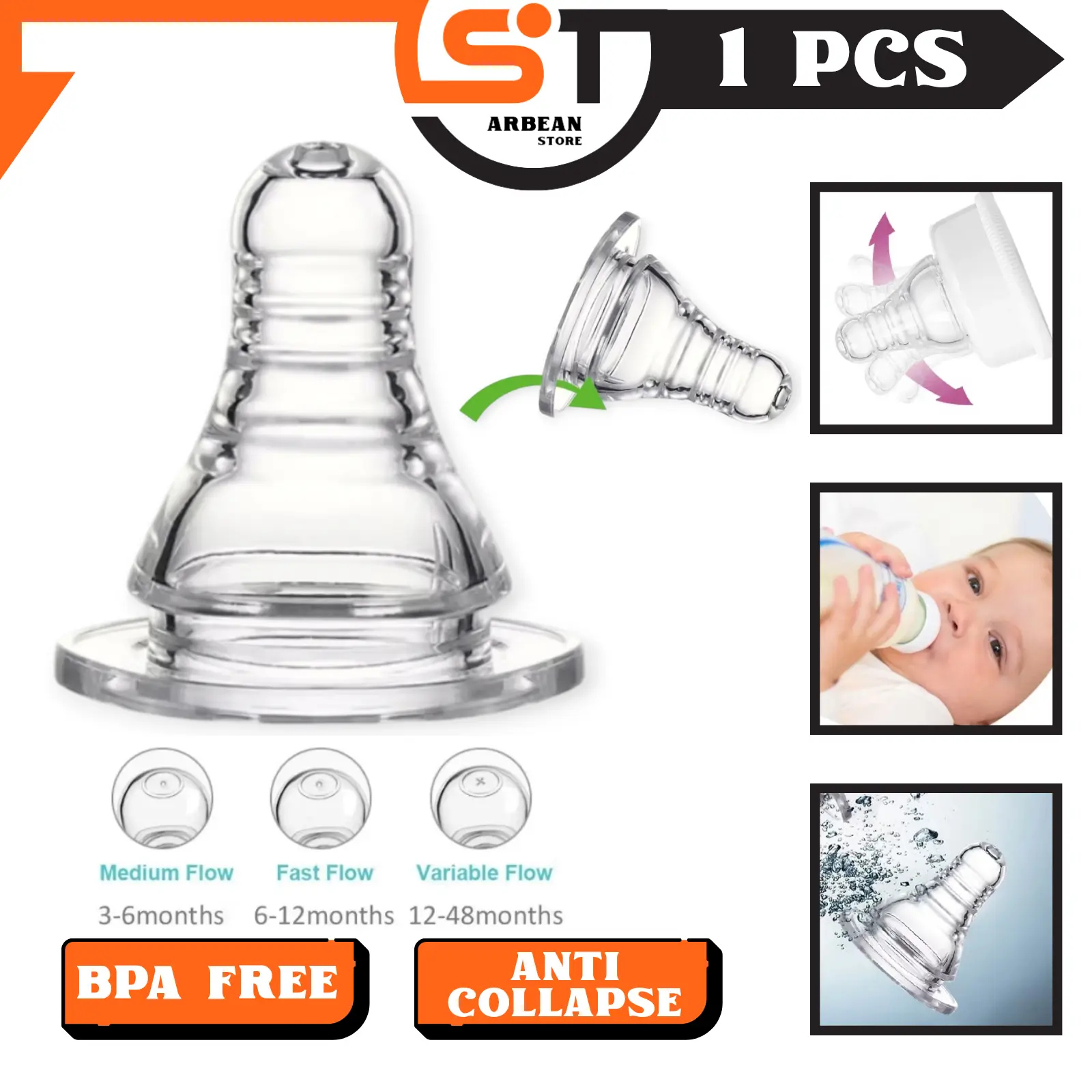 1PCS Dot Botol Bayi Pengganti Pigeon Nipple Peristaltik Silicone Bottle Susu Standar BPA Slim Warna Bening A052