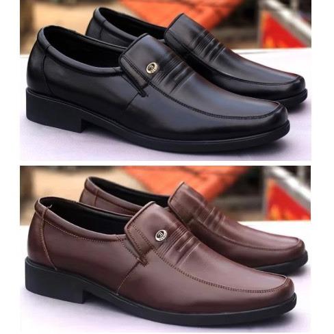  Giày da nam trung niên mũi tròn giày tặng bố đế khâu thời thượng 