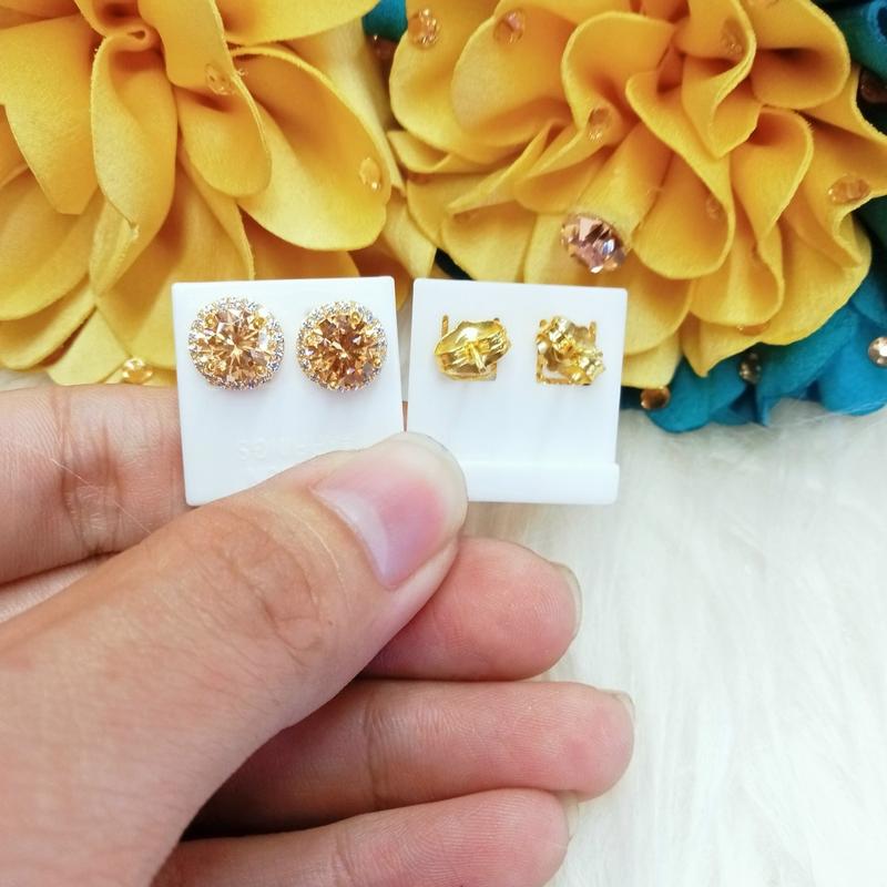 Bông Tai Mẫu 1 Hột Màu 6 Ly Đồng Vàng Màu Vàng Sài Gòn 610 Phụ kiện Nữ 7