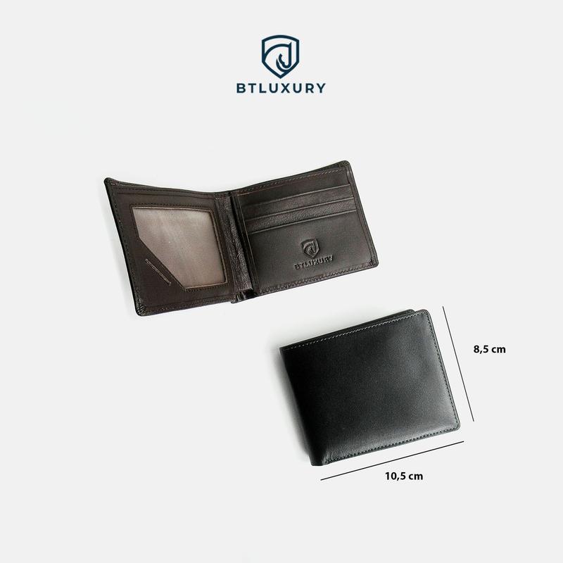 Ví nam Mini TiNi kiểu ví ngang kích thước nhỏ gọn da bò chân kim mềm mịn bảo hành 12 tháng chính hãng Ví nam Thương Hiệu BTLUXURY Wallet Hình Chữ Nhật Nhiều Ngăn