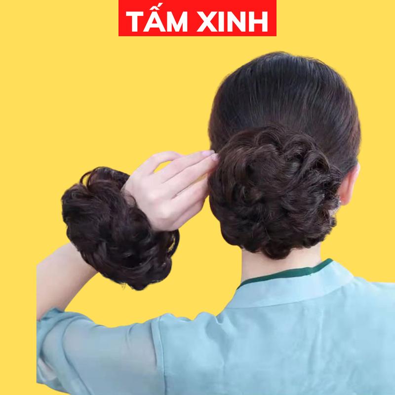 Búi tóc giả rối thời trang trung niên dầy đẹp búi tóc rối