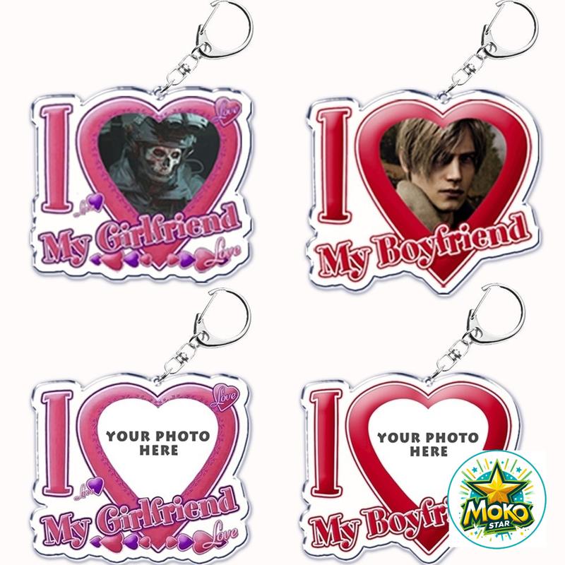 Móc khóa I Love My Boyfriend Girlfriend Heart Acrylic Móc Khóa Cặp Đôi Móc Khóa Cho Túi Mặt Dây Chuyền Women Móc Khoá Móc Chìa Khoá