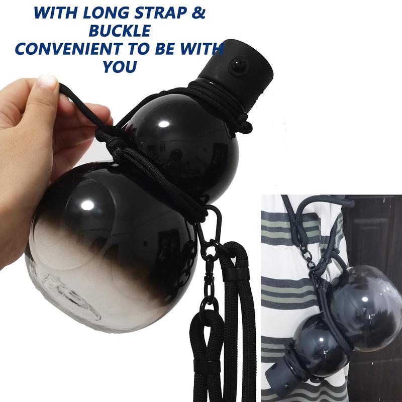 Product Introduction of 900ml Sports Water Bottle, 1 Count Gourd Shaped Water Bottle with Strap & Sticker, Large Capacity Drinking Cup for School Gym Camping Hiking 3